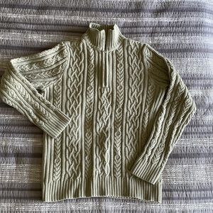 Green 1/4 zip cable knit sweater M